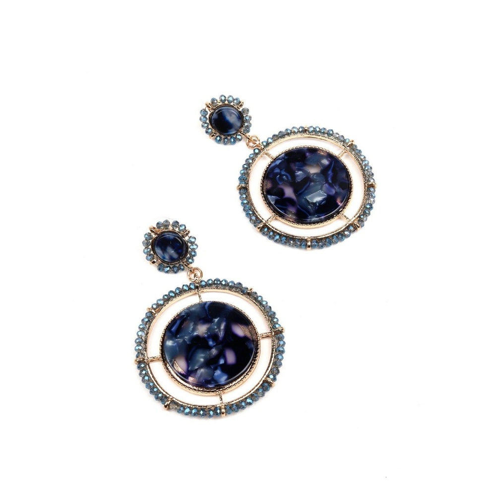 Odette Women Navy Blue Metal Earrings