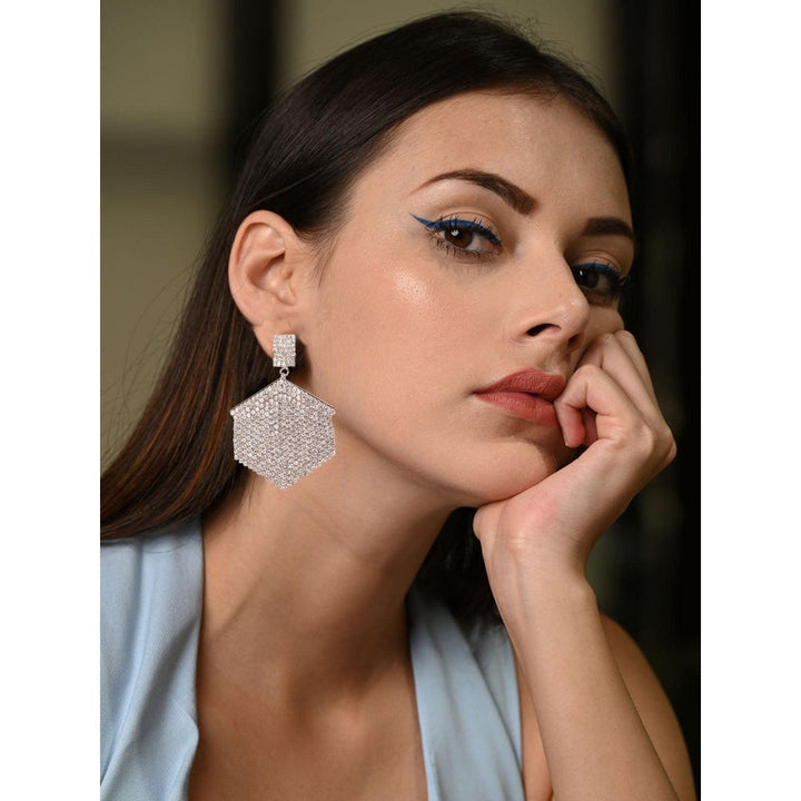 Odette Women Silver Rhinestones Earrings