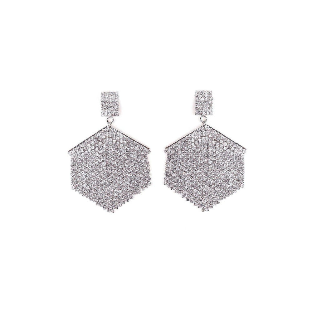 Odette Women Silver Rhinestones Earrings