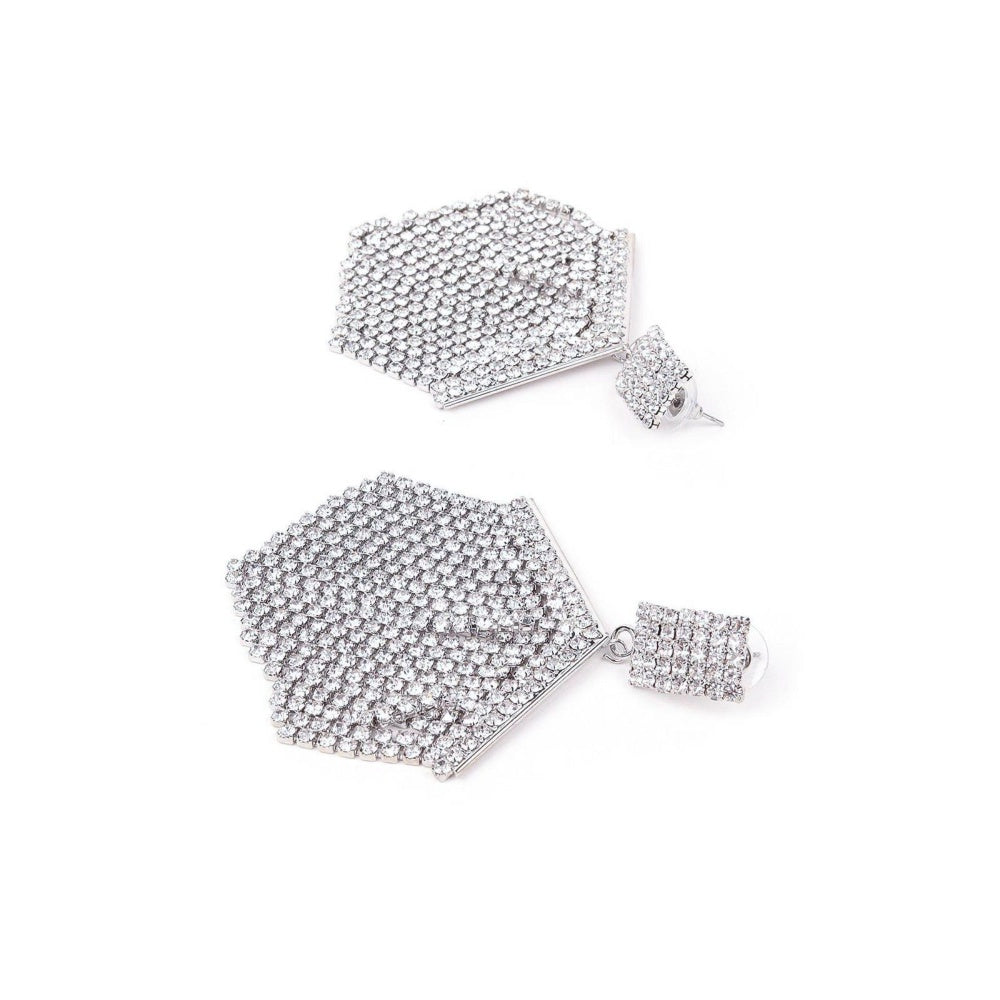 Odette Women Silver Rhinestones Earrings