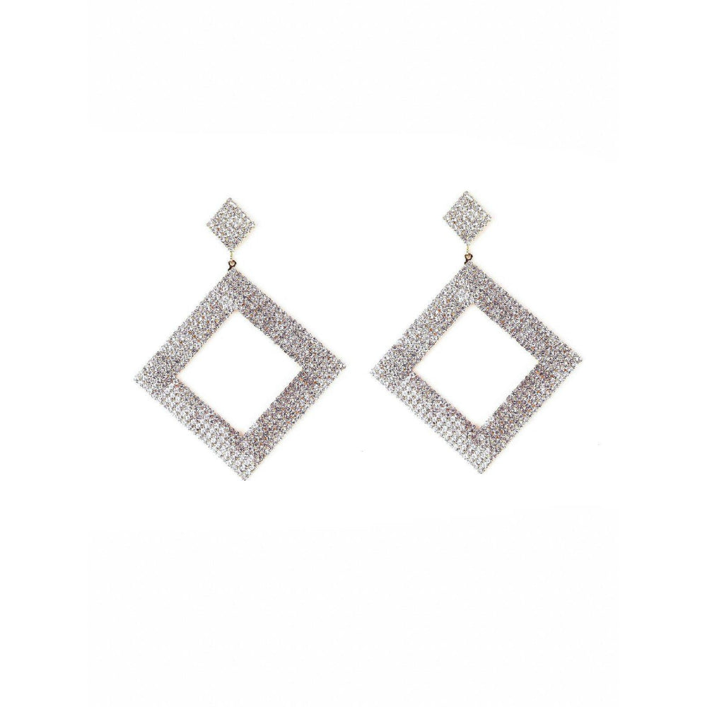 Odette Women Designer Diamond-Shaped Crystal-Studded Earrings