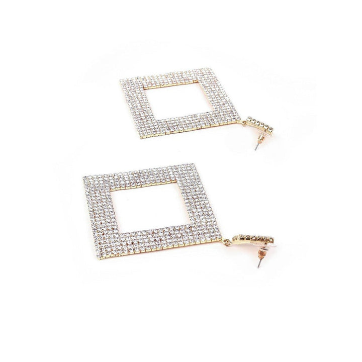 Odette Women Designer Diamond-Shaped Crystal-Studded Earrings