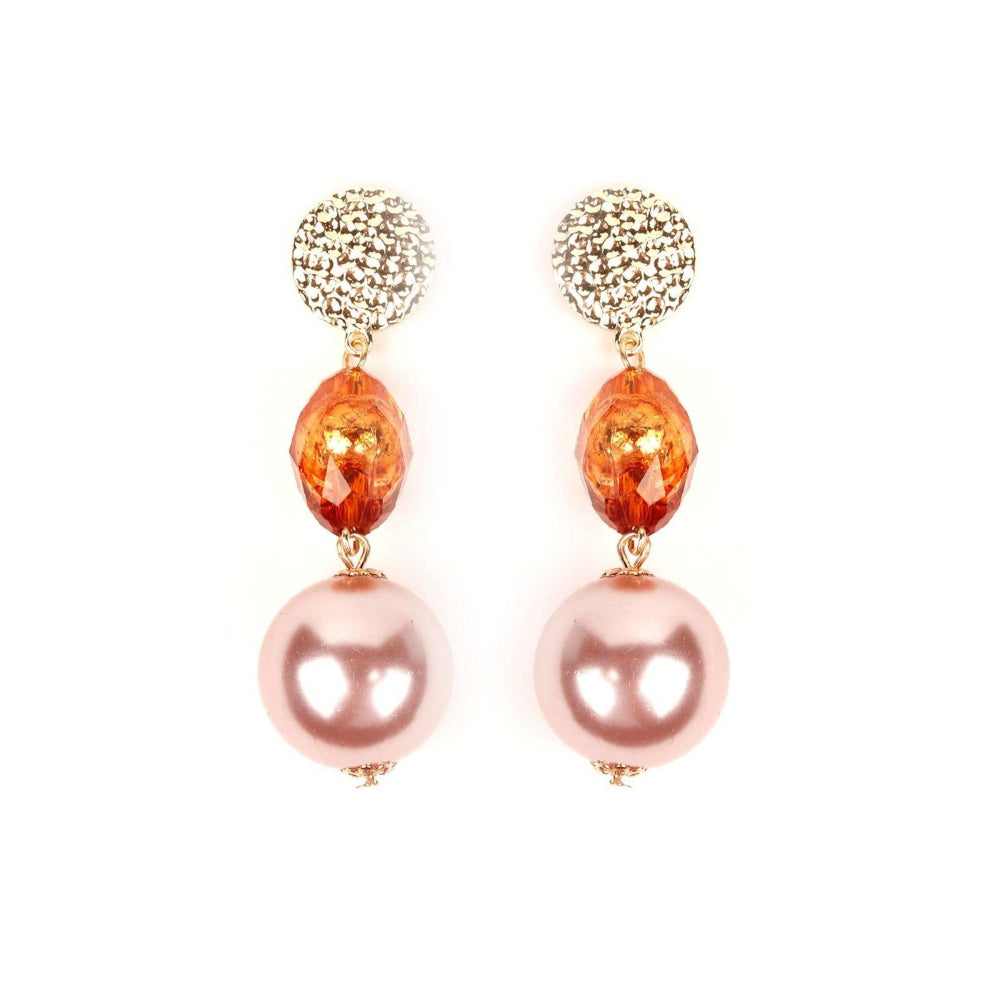 Odette Women Gold And Orange Metal Earrings