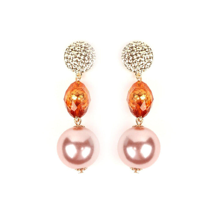 Odette Women Gold And Orange Metal Earrings