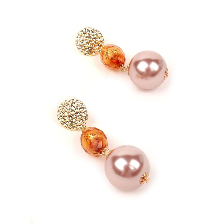 Odette Women Gold And Orange Metal Earrings