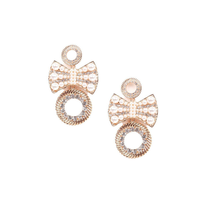 Odette Women Gold Metal Bow Earrings