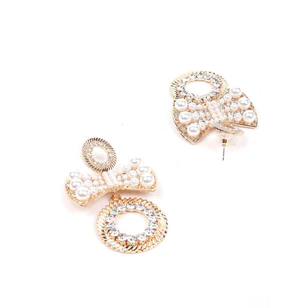 Odette Women Gold Metal Bow Earrings