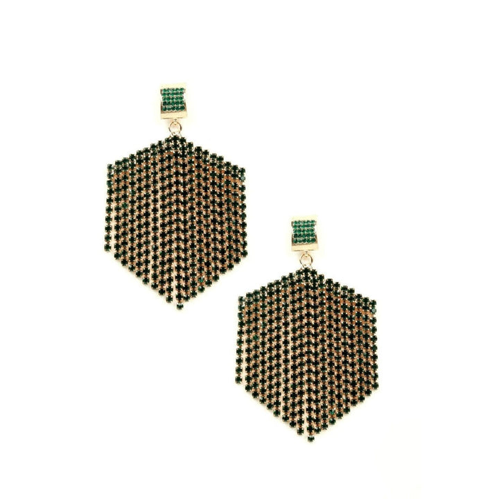 Odette Women Green Metal Drop Earrings