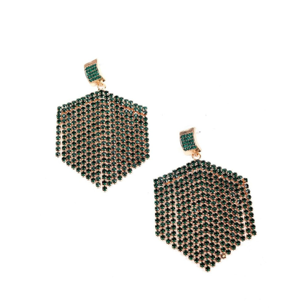 Odette Women Green Metal Drop Earrings