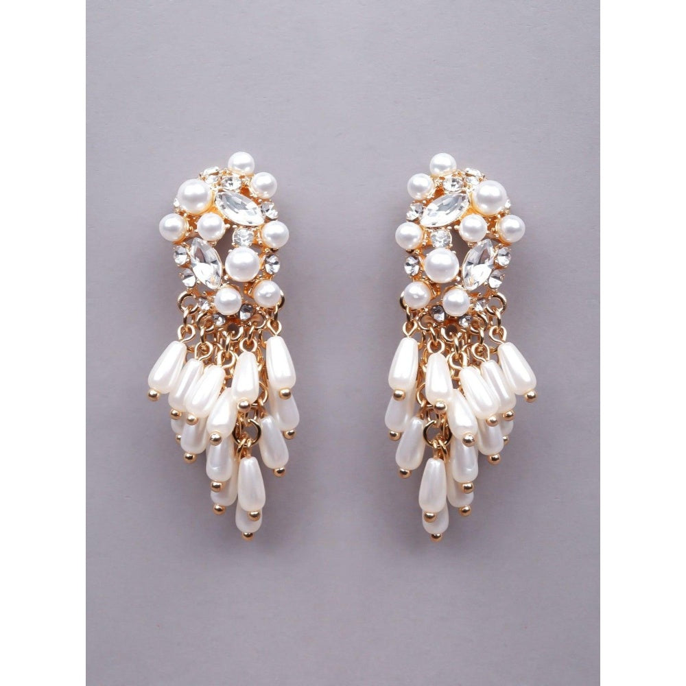 Odette Women White Metal Beaded Earrings