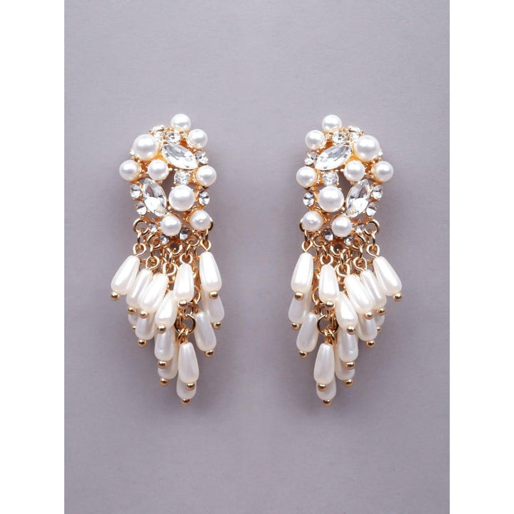 Odette Women White Metal Beaded Earrings