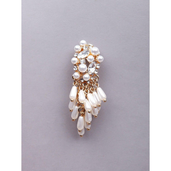 Odette Women White Metal Beaded Earrings