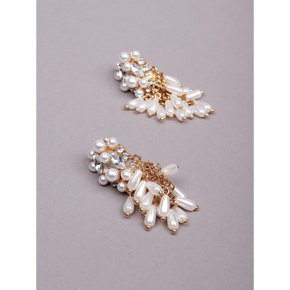 Odette Women White Metal Beaded Earrings