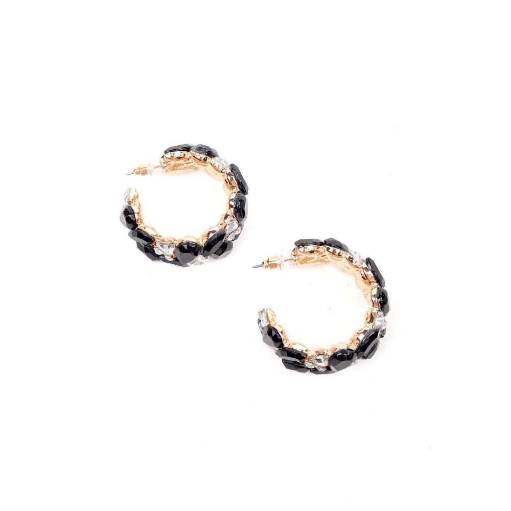 Odette Women Black Metal Rounded Earrings