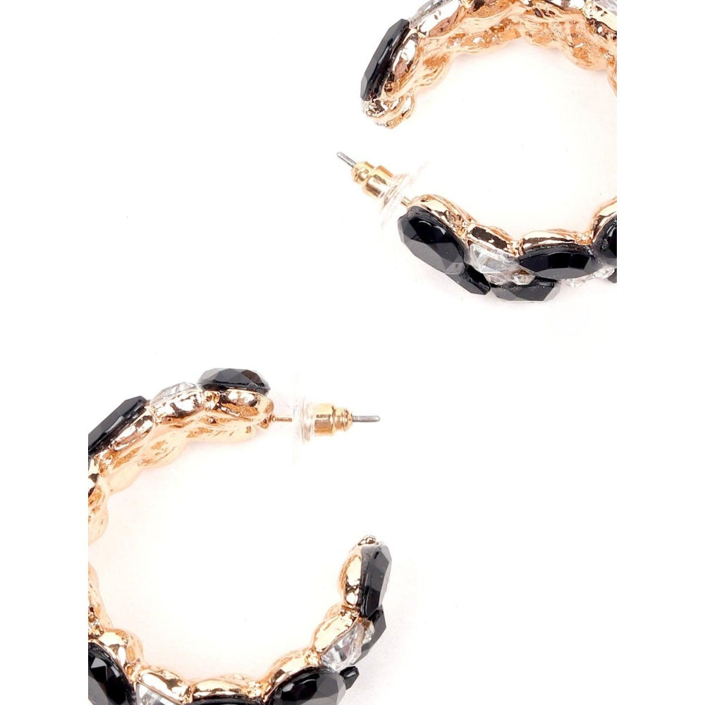 Odette Women Black Metal Rounded Earrings