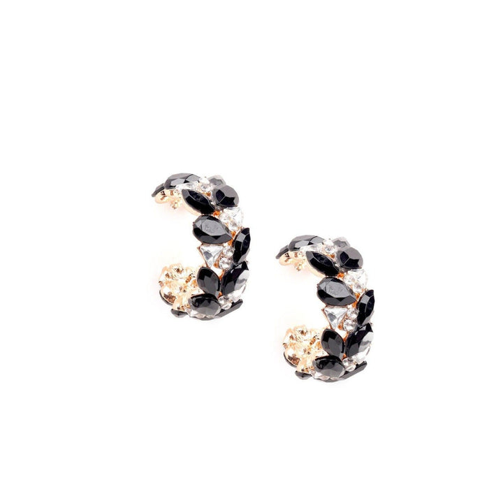 Odette Women Black Metal Rounded Earrings