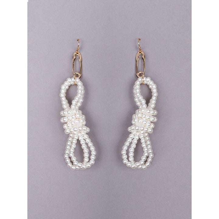 Odette Women White Beaded Drop Earrings