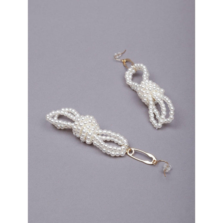 Odette Women White Beaded Drop Earrings