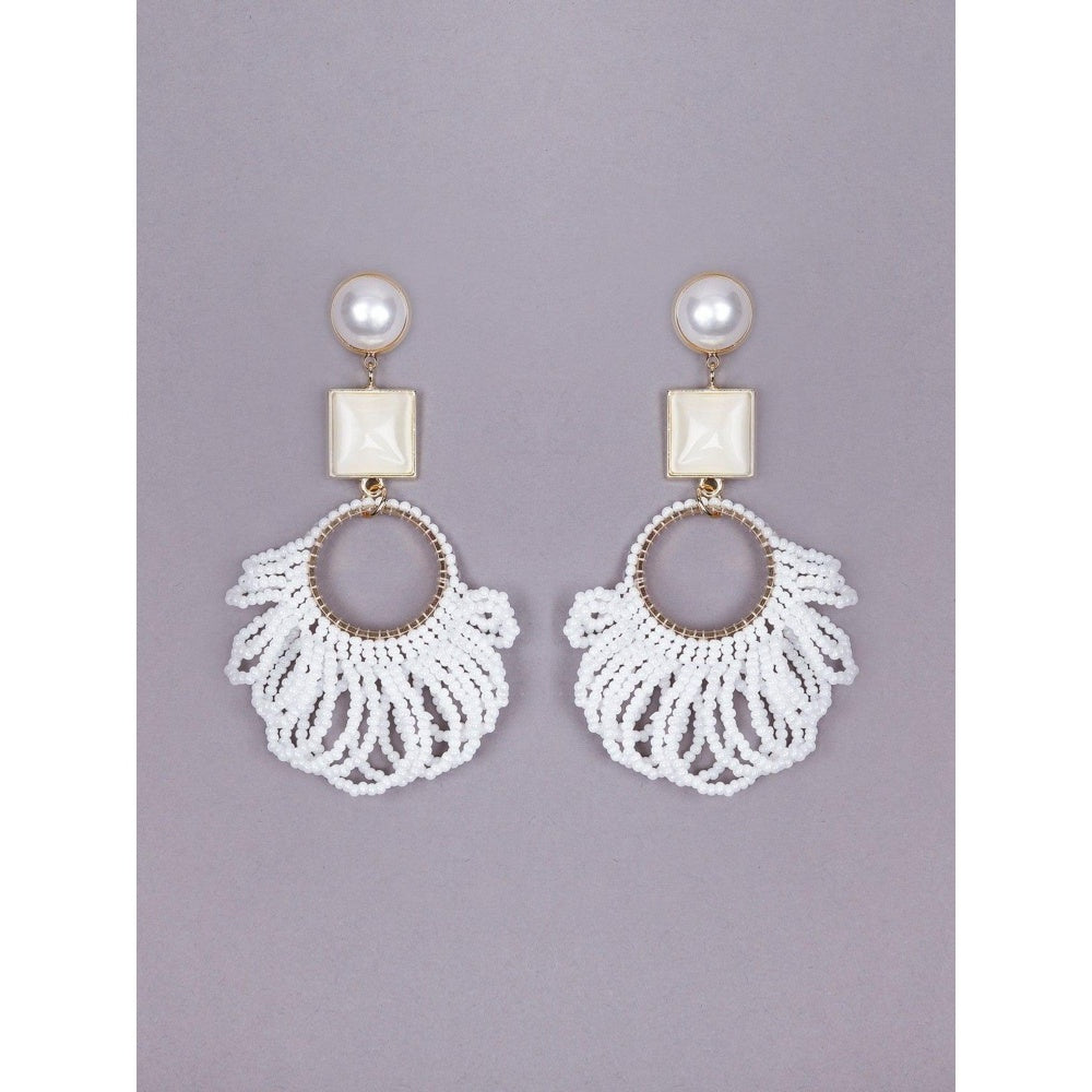 Odette Women White Metal Drop Earrings