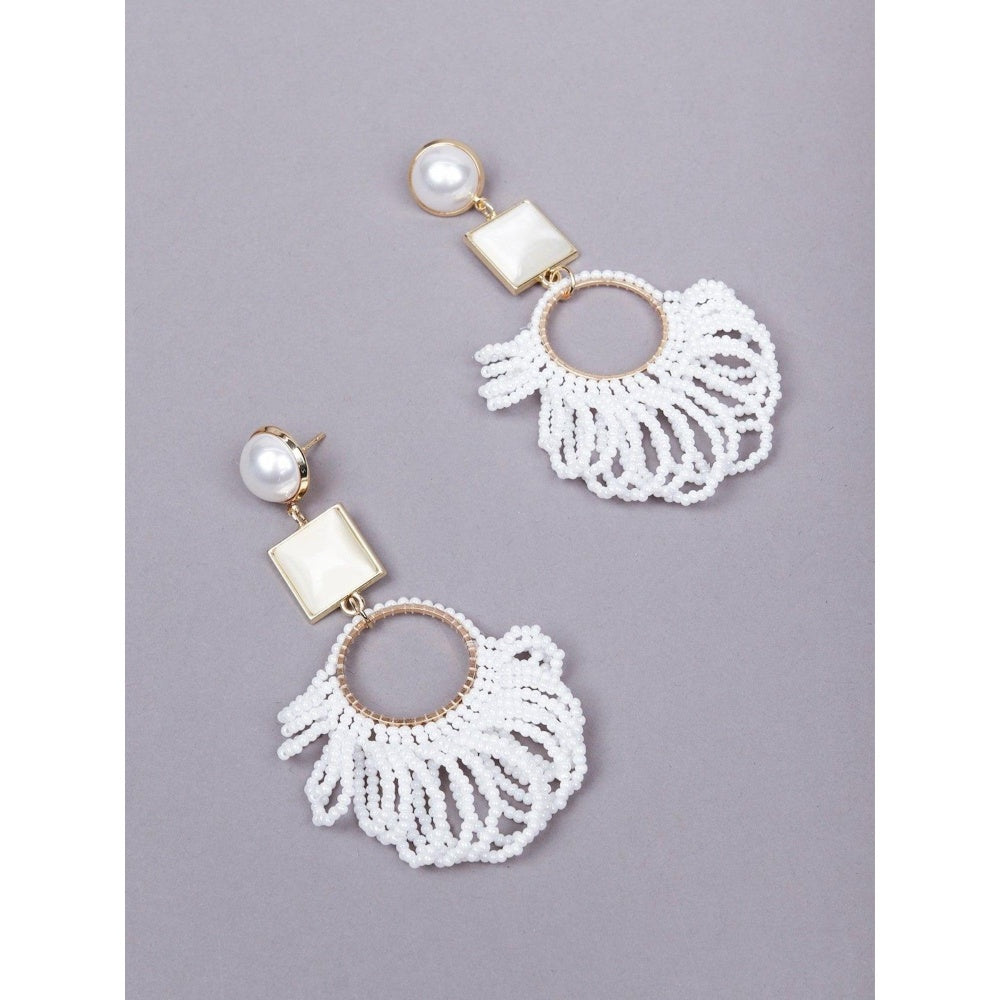 Odette Women White Metal Drop Earrings