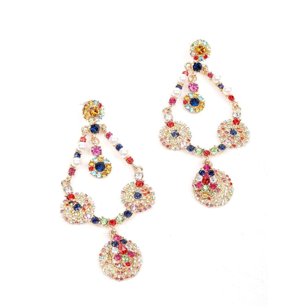 Odette Women Multicoloured Metal Drop Earrings