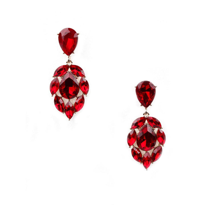 Odette Women Red Artificial Crystal Gorgeous Metal Earrings