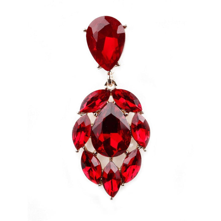 Odette Women Red Artificial Crystal Gorgeous Metal Earrings