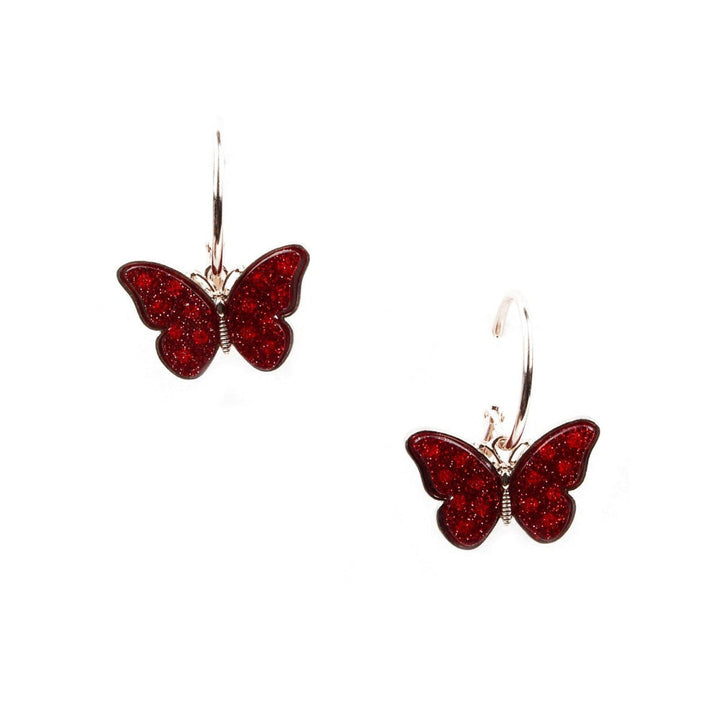 Odette Women Red Shimmering Butterfly Earrings