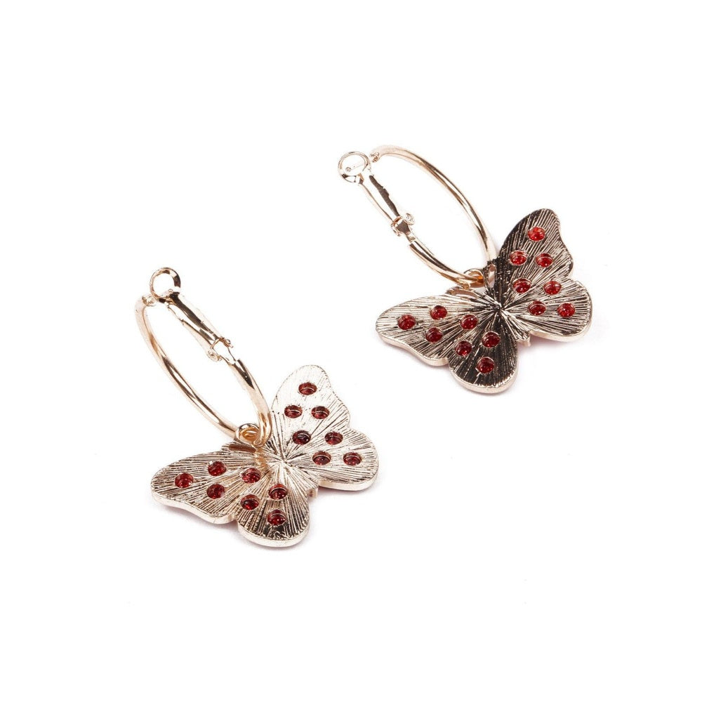 Odette Women Red Shimmering Butterfly Earrings