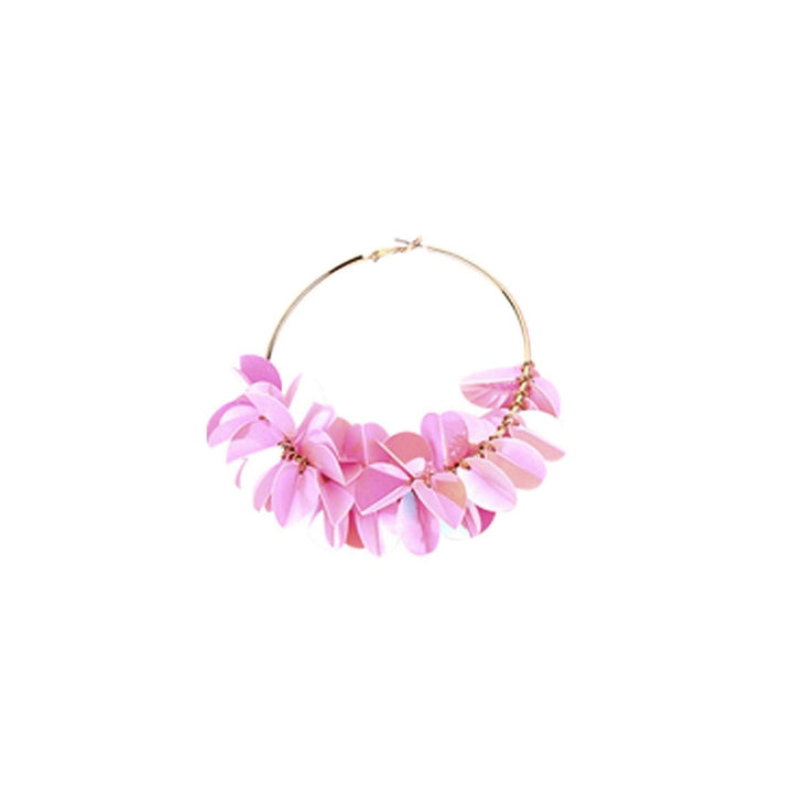 Odette Women Pink Floral Metal Earrings