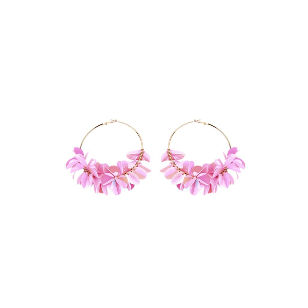 Odette Women Pink Floral Metal Earrings