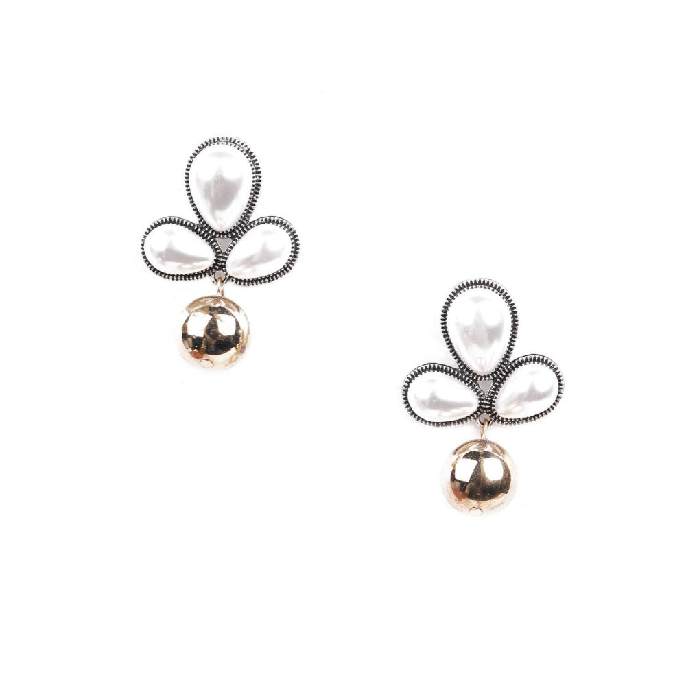 Odette Women Cute gorgeous gold and white statement earrings