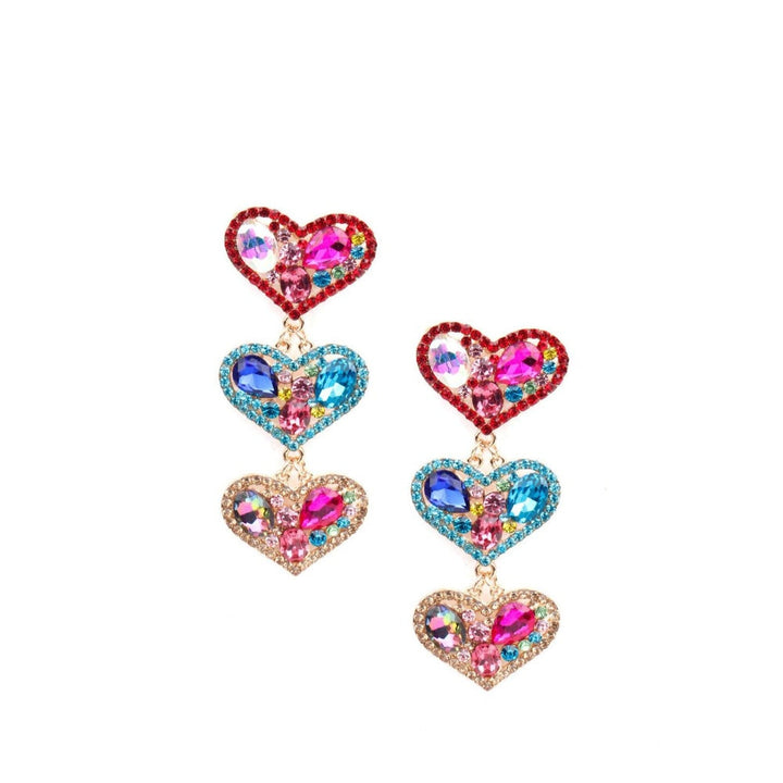 Odette Women Multicoloured Heart Metal Earrings