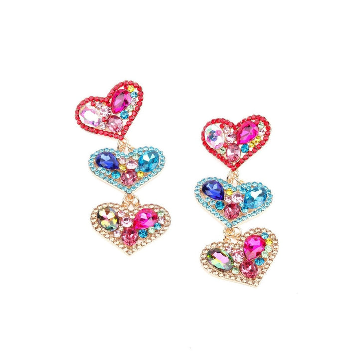 Odette Women Multicoloured Heart Metal Earrings