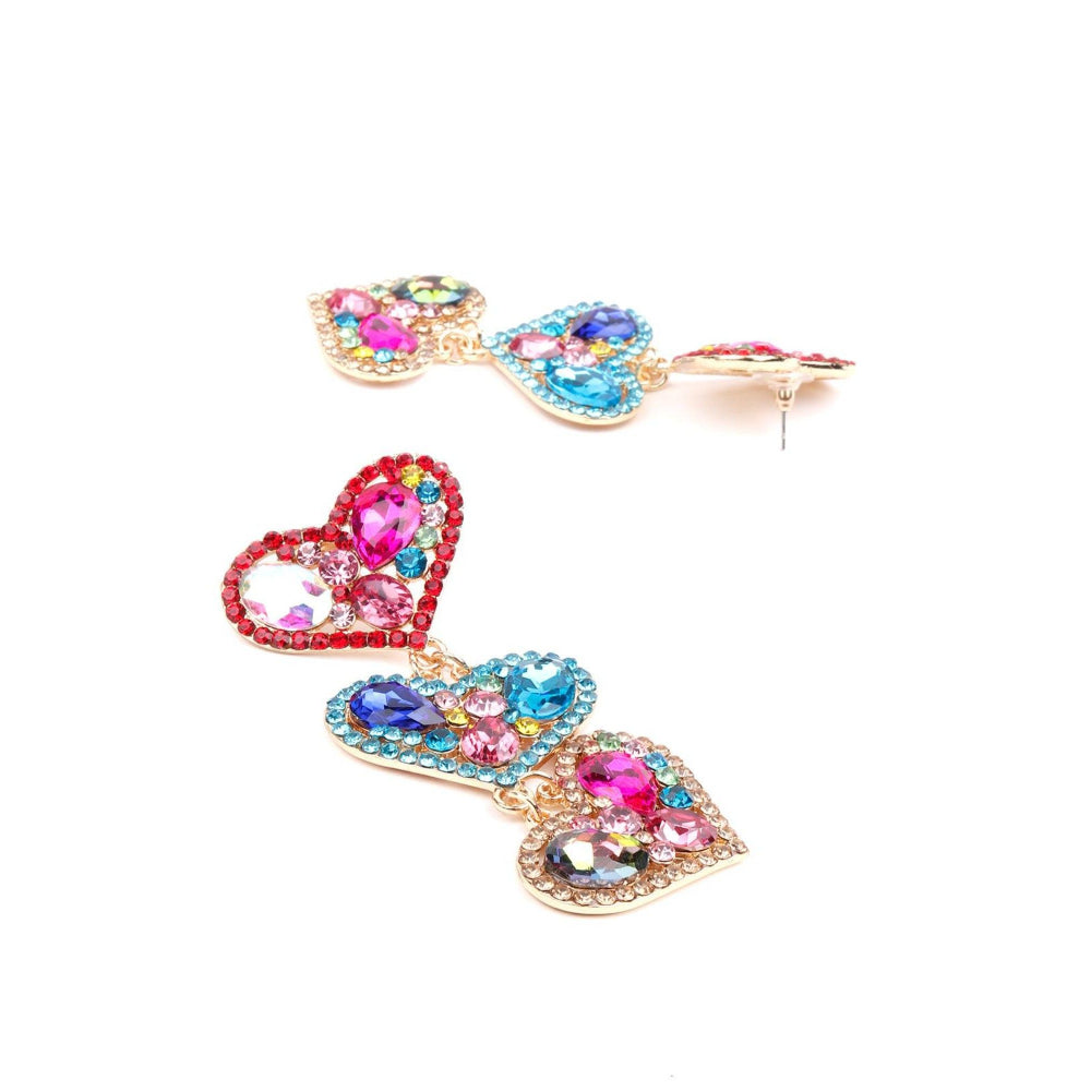 Odette Women Multicoloured Heart Metal Earrings