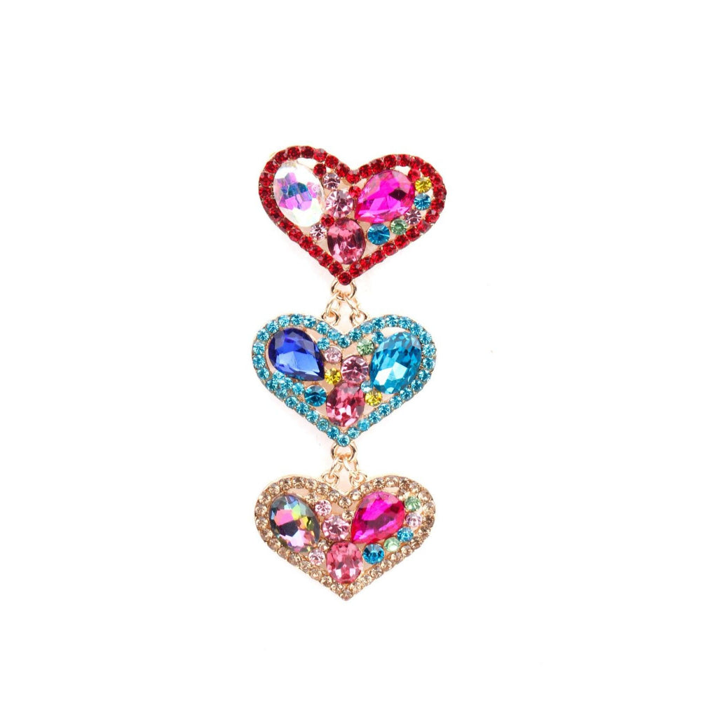 Odette Women Multicoloured Heart Metal Earrings