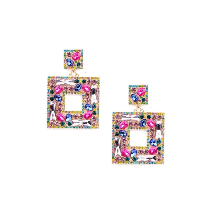 Odette Women Multicolour Square Metal Drop Earrings