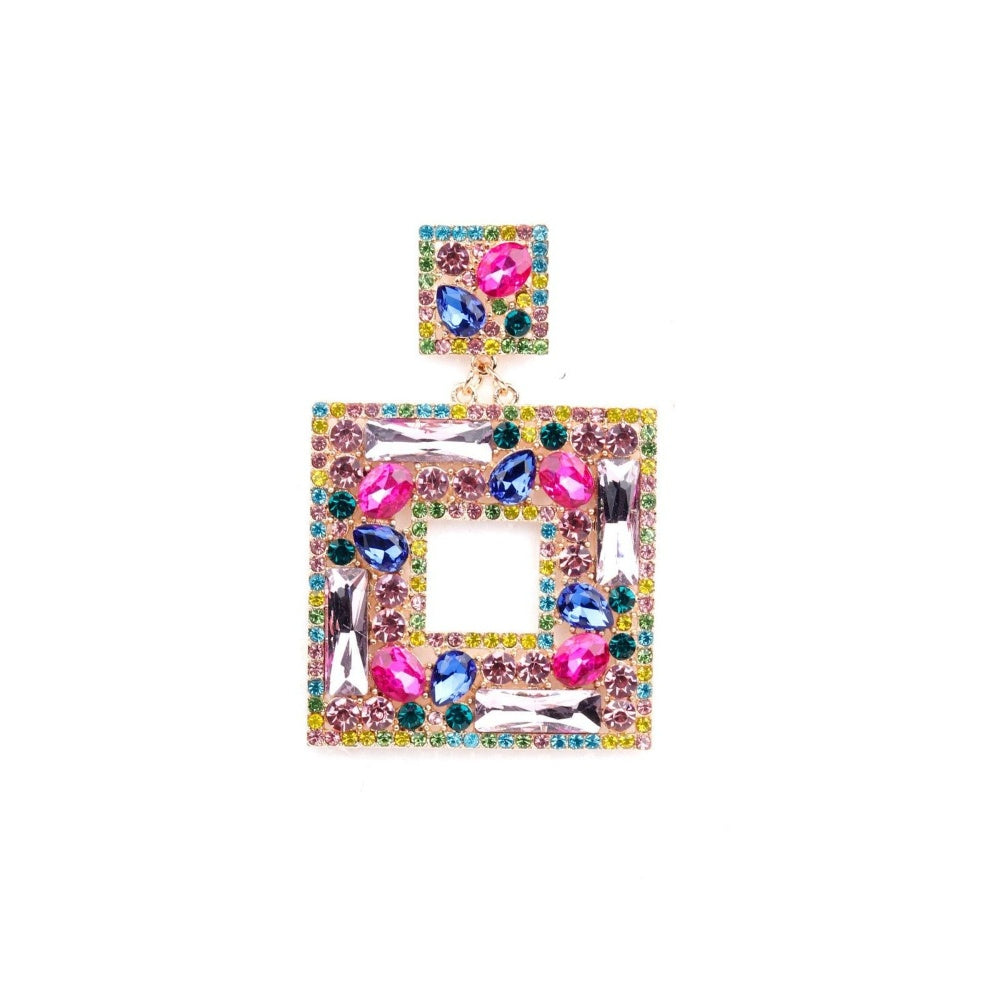 Odette Women Multicolour Square Metal Drop Earrings