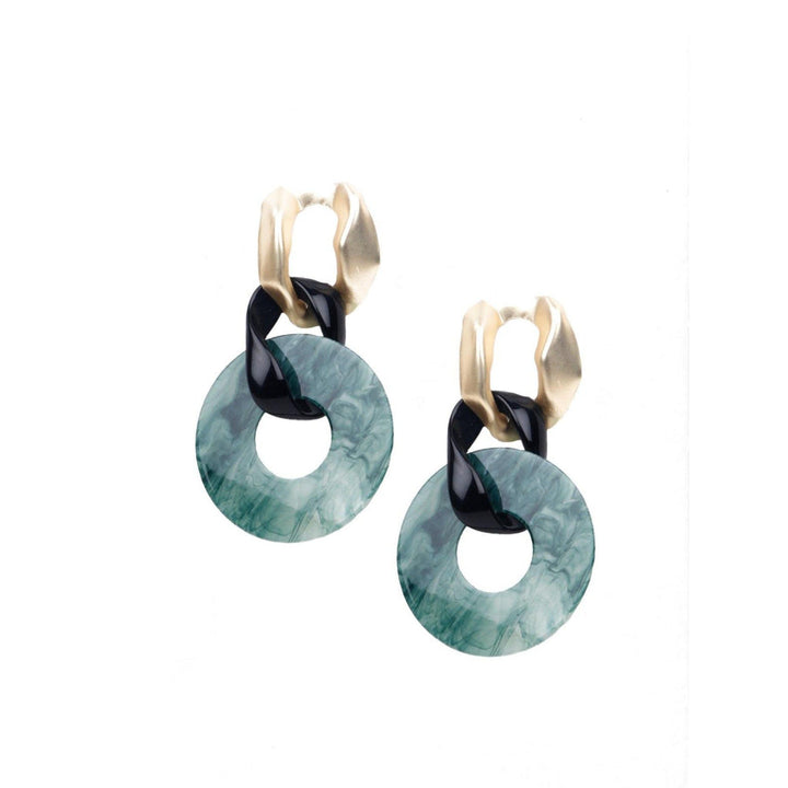 Odette Women Blue Resin Rounded Metal Earrings