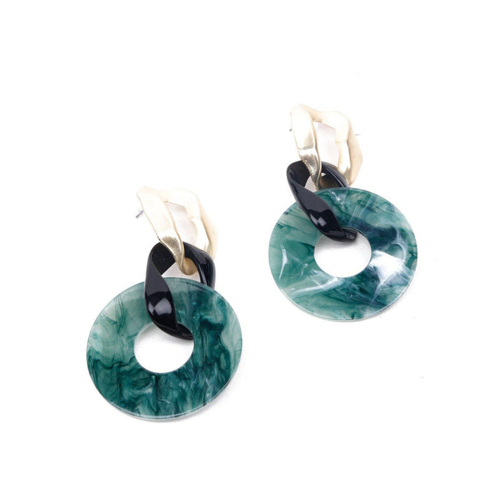 Odette Women Blue Resin Rounded Metal Earrings