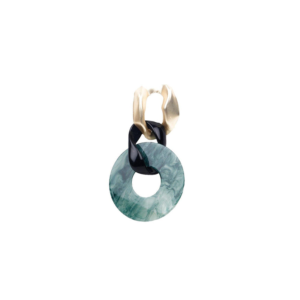 Odette Women Blue Resin Rounded Metal Earrings