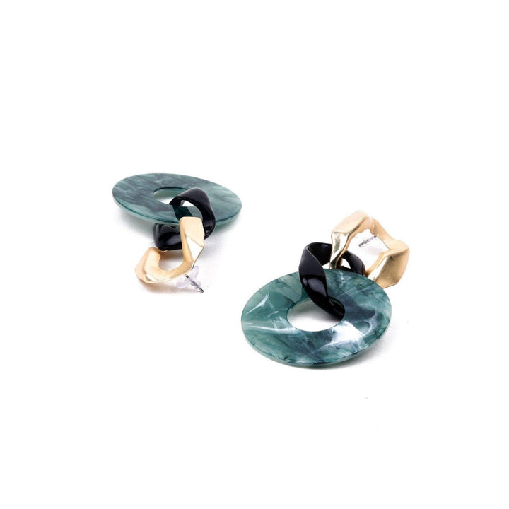 Odette Women Blue Resin Rounded Metal Earrings