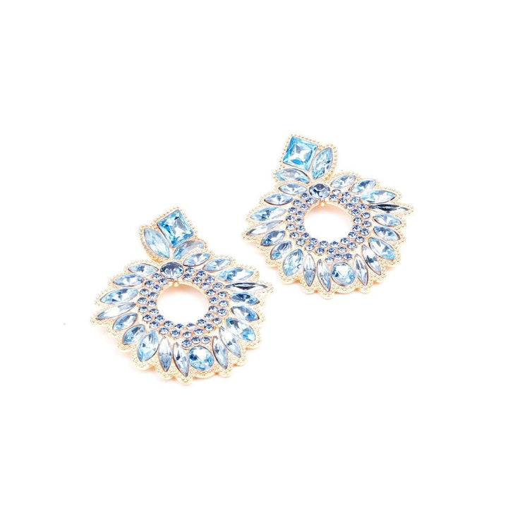 Odette Women Blue Textured Rounded Metal Earrings