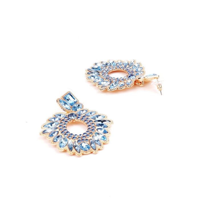 Odette Women Blue Textured Rounded Metal Earrings