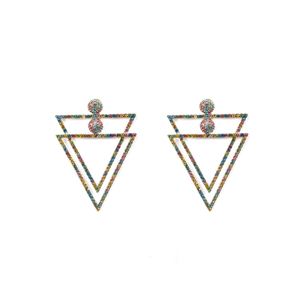 Odette Women Multicolour Metal Triangle Earrings