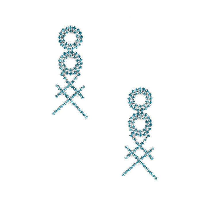 Odette Women Blue Metal Cross Earrings