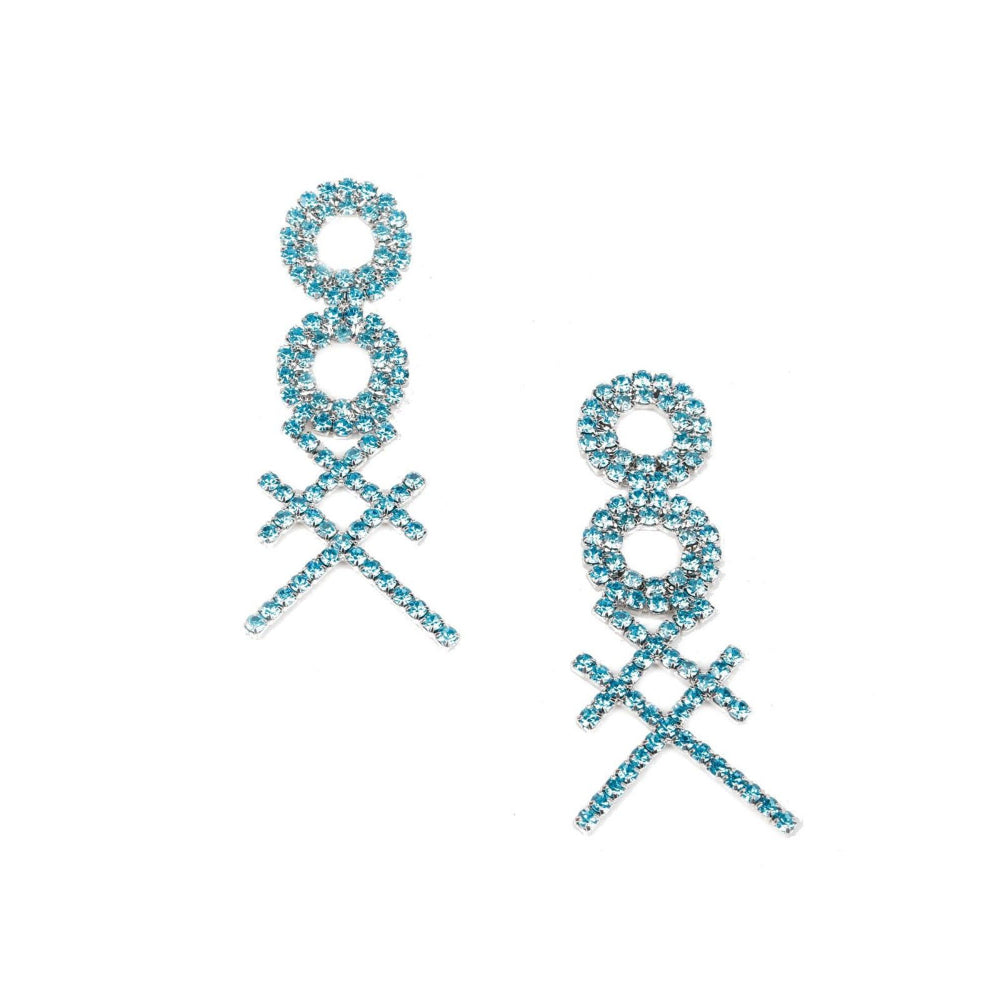 Odette Women Blue Metal Cross Earrings