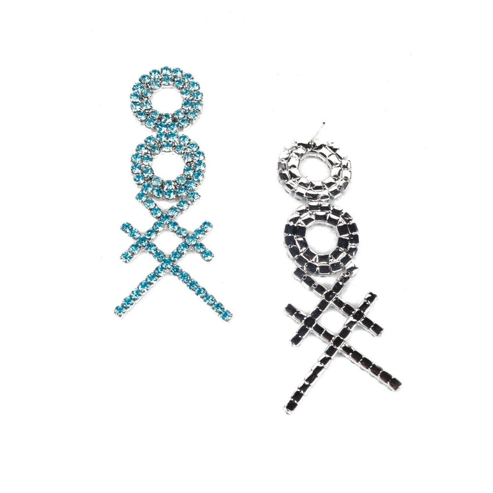 Odette Women Blue Metal Cross Earrings