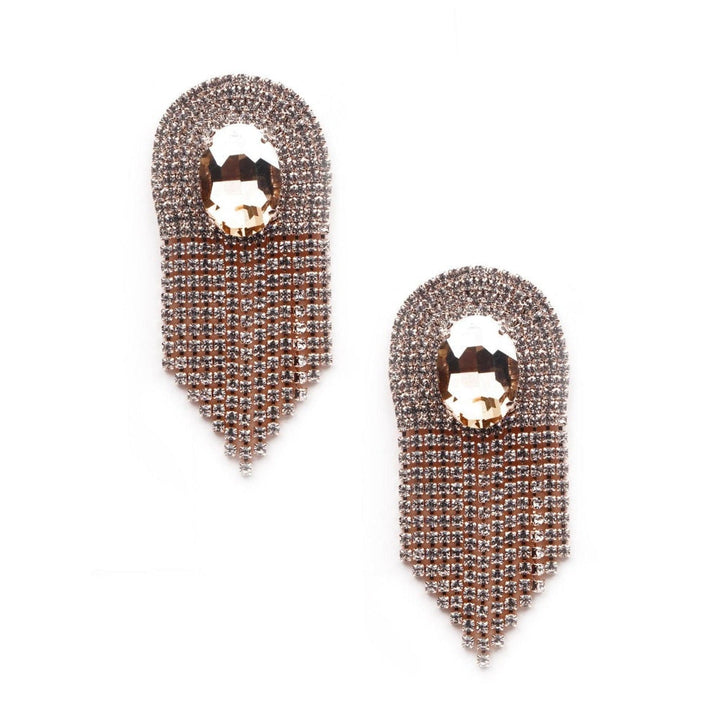 Odette Women Gold -Studded Tassel Earrings