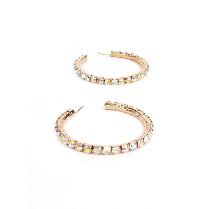 Odette Women Gold-Tone Studded Hoop Earring